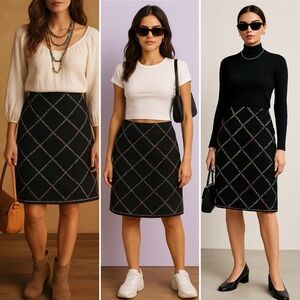 Vintage Margaret Godfrey Suede Leather Skirt Boho Y2K Patchwork Sz 6